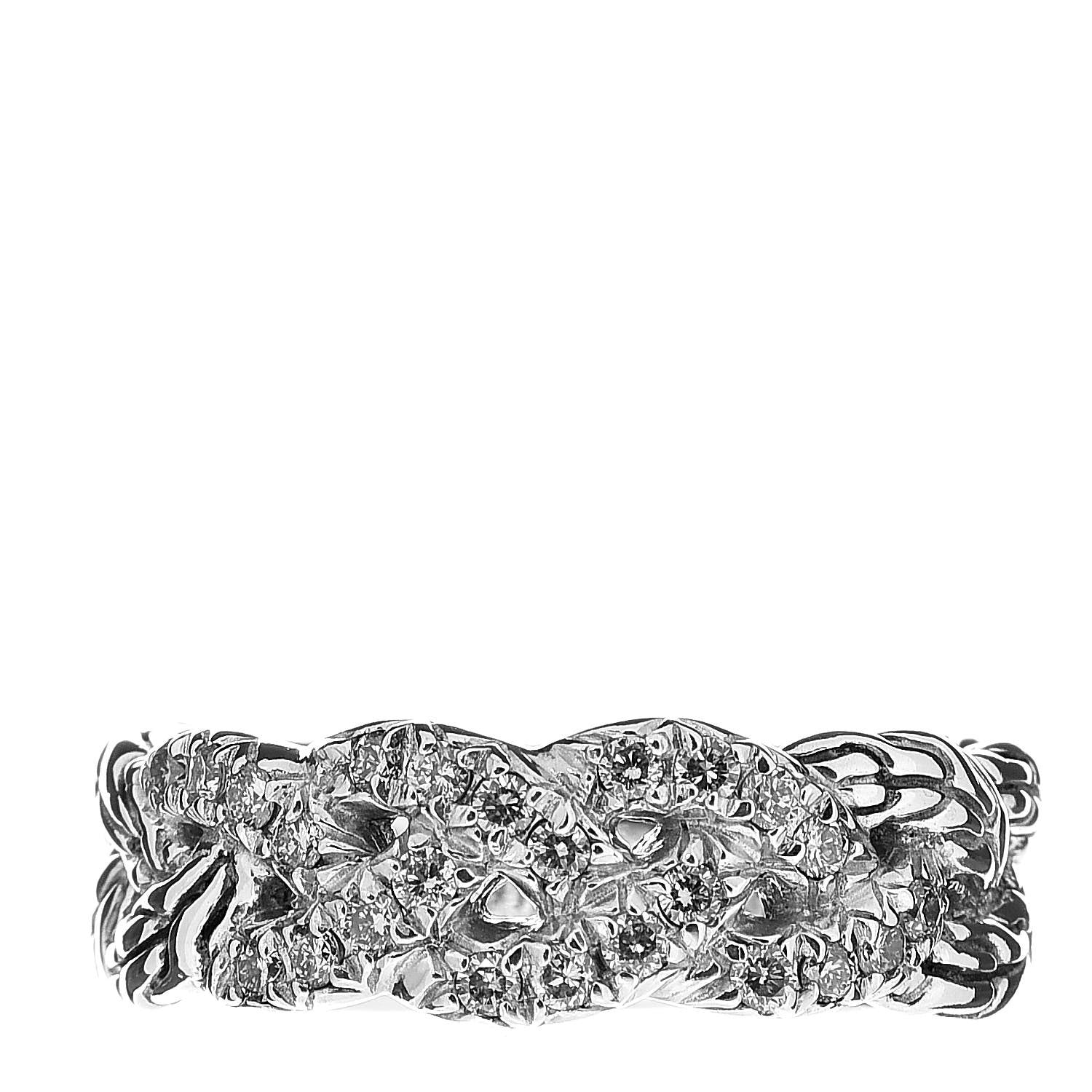 John Hardy Sterling Silver Diamond Classic Chain Band Ring 57 8 1 of 5