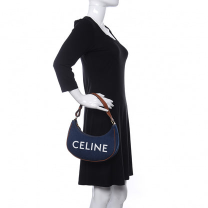 Celine Denim Ava Shoulder Bag Navy Tan 2 of 9