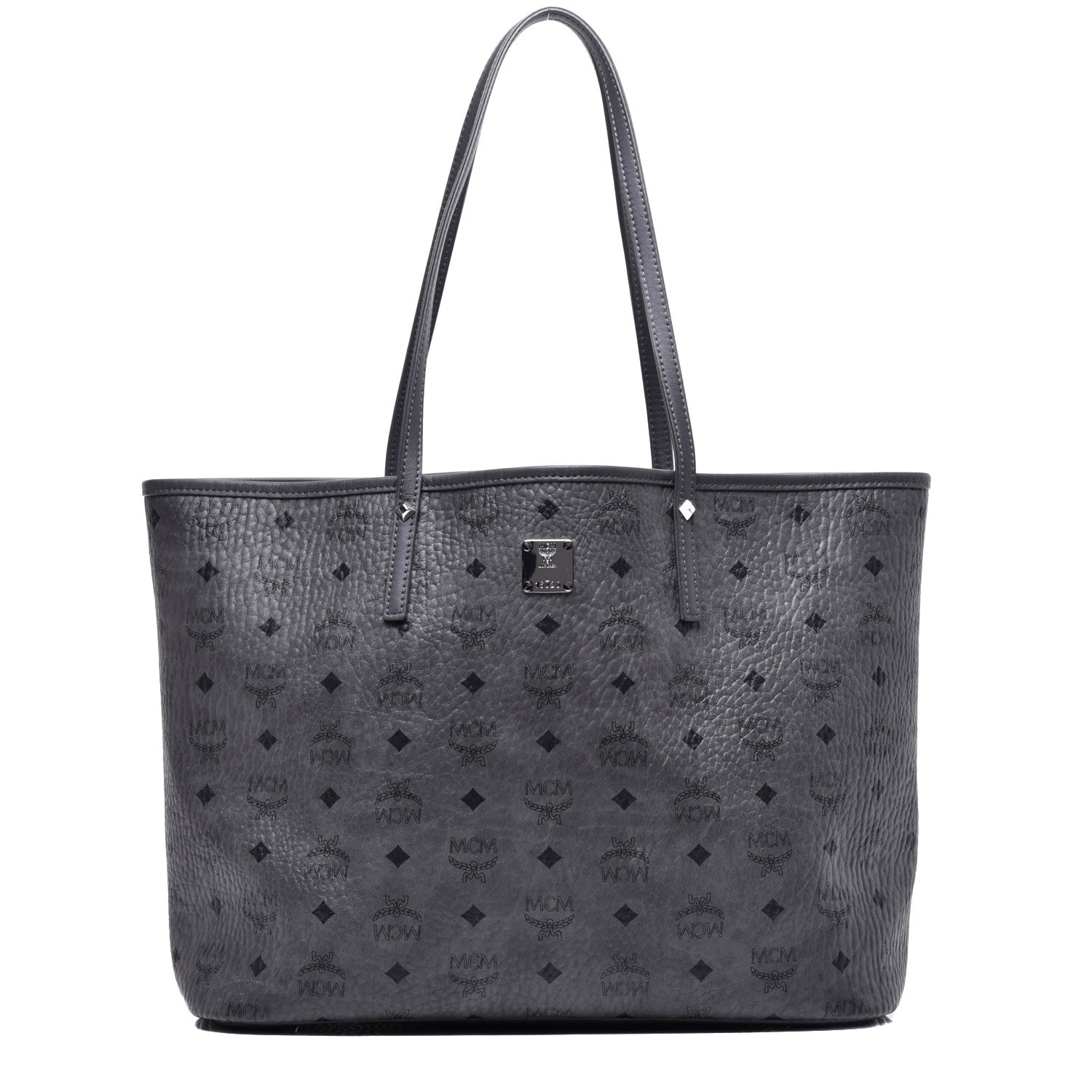 MCM Visetos Medium Reversible Shopper Tote Phantom Grey 1 of 16