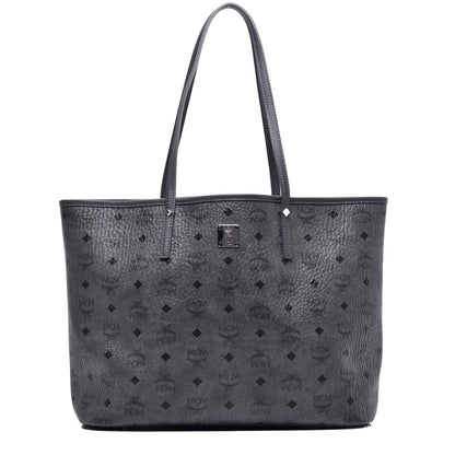 MCM Visetos Medium Reversible Shopper Tote Phantom Grey 1 of 16