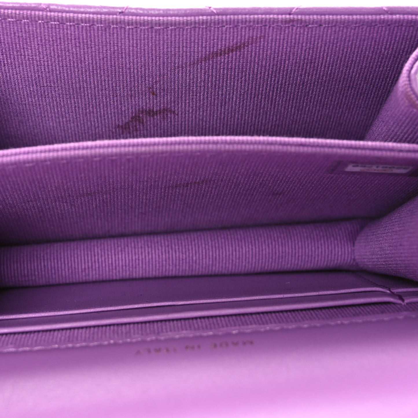 Lambskin Quilted Pick Me Up Clutch With Chain Purple