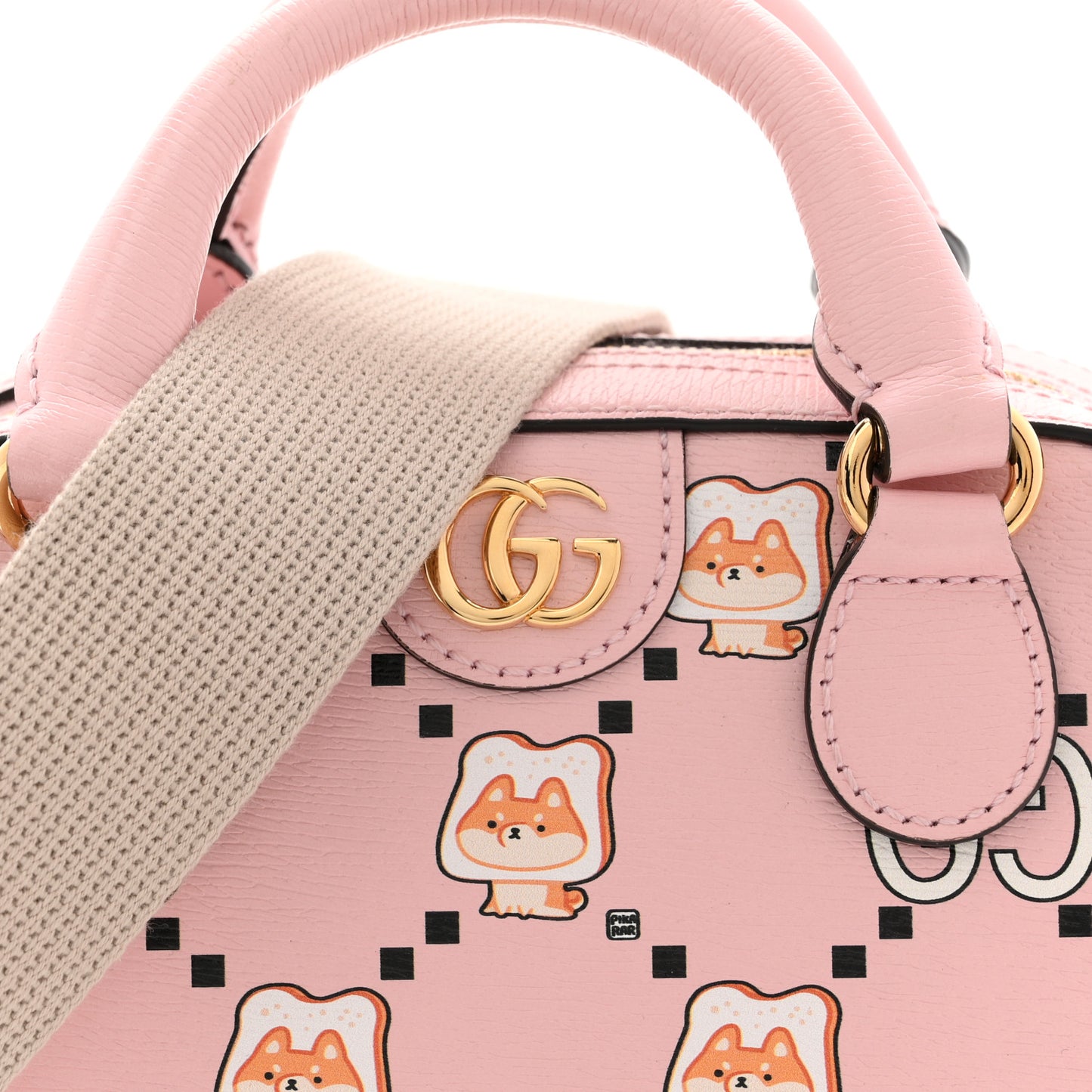X PIKARAR Textured Dollar Calfskin Animal Print Mini Ophidia Top Handle Bowler Bag Pink Multicolor