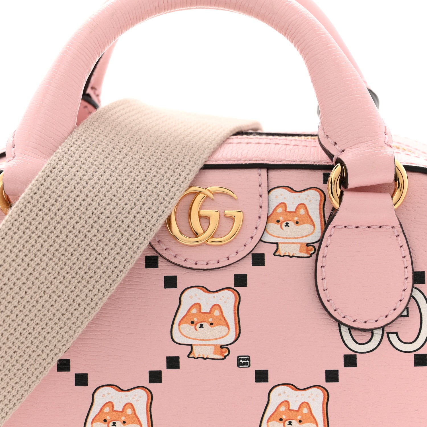 Gucci X PIKARAR Textured Dollar Calfskin Animal Print Mini Ophidia Top Handle Bowler Bag Pink Multicolor 8 of 11