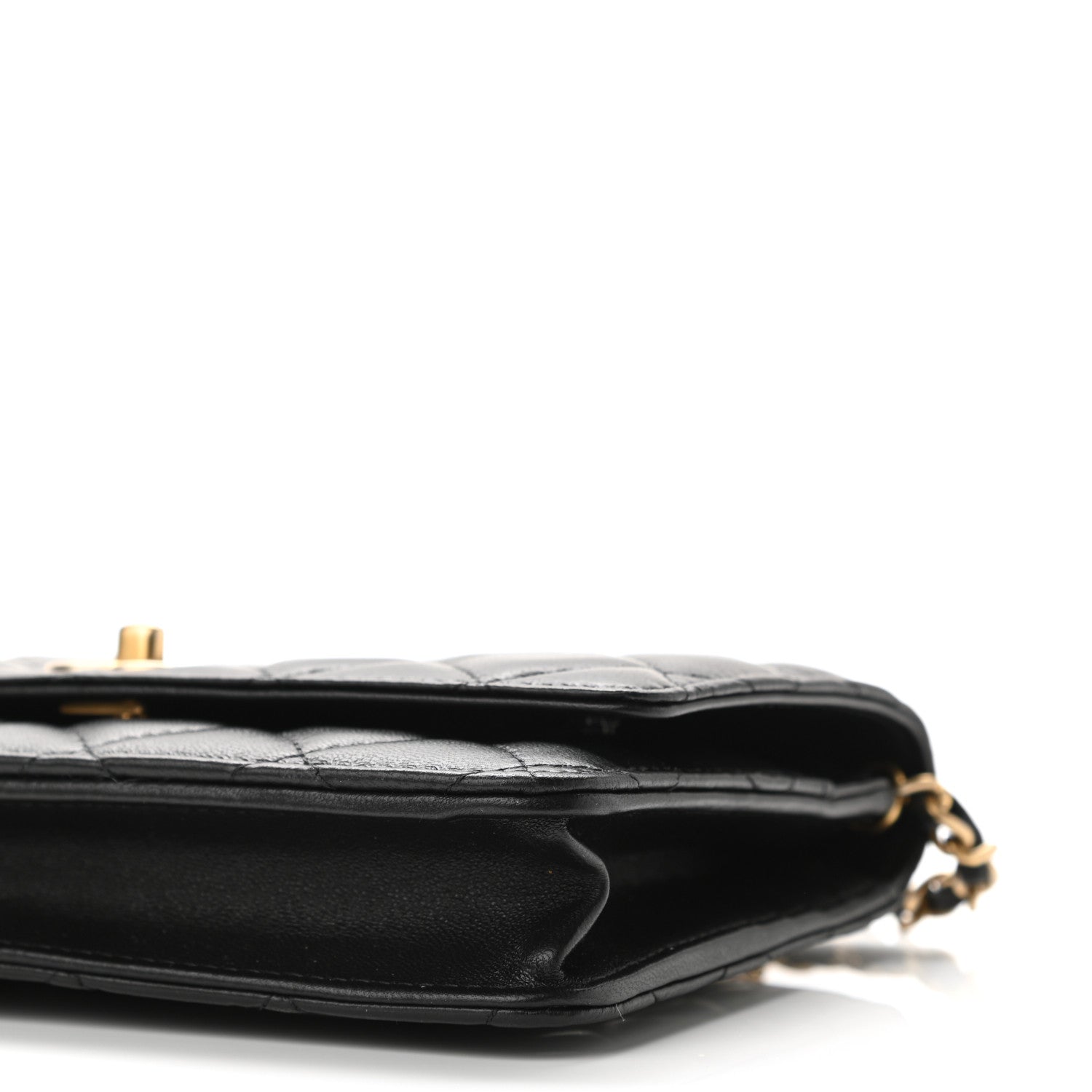 Chanel Lambskin Quilted CC Pearl Crush Wallet on Chain WOC Black 10 of 11