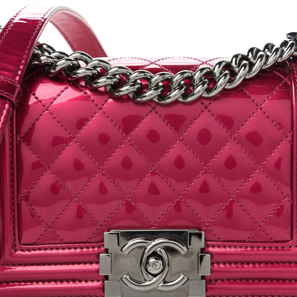 Chanel Metallic Patent Calfskin Quilted Small Boy Flap Pink 10 of 10