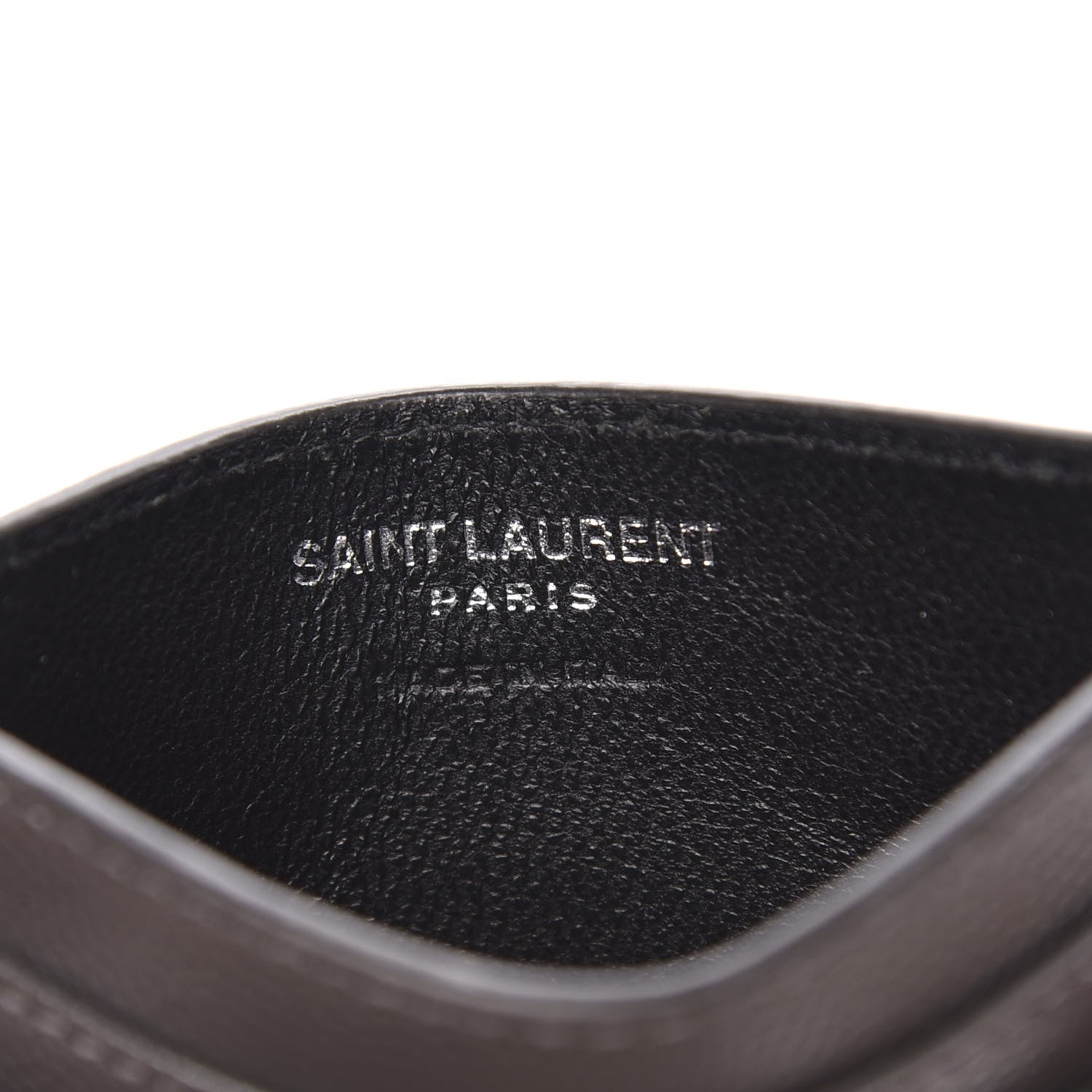 Saint Laurent Grain De Poudre Matelasse Chevron Monogram Credit Card Case Coal 6 of 8