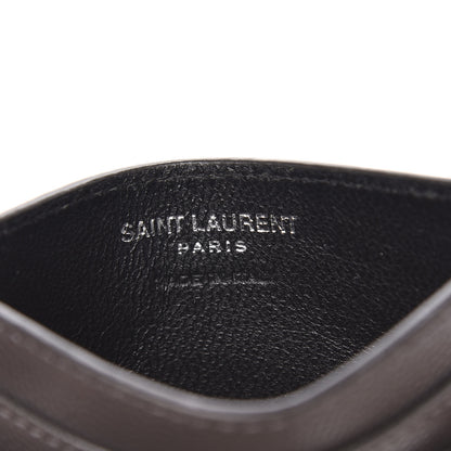 Saint Laurent Grain De Poudre Matelasse Chevron Monogram Credit Card Case Coal 6 of 8
