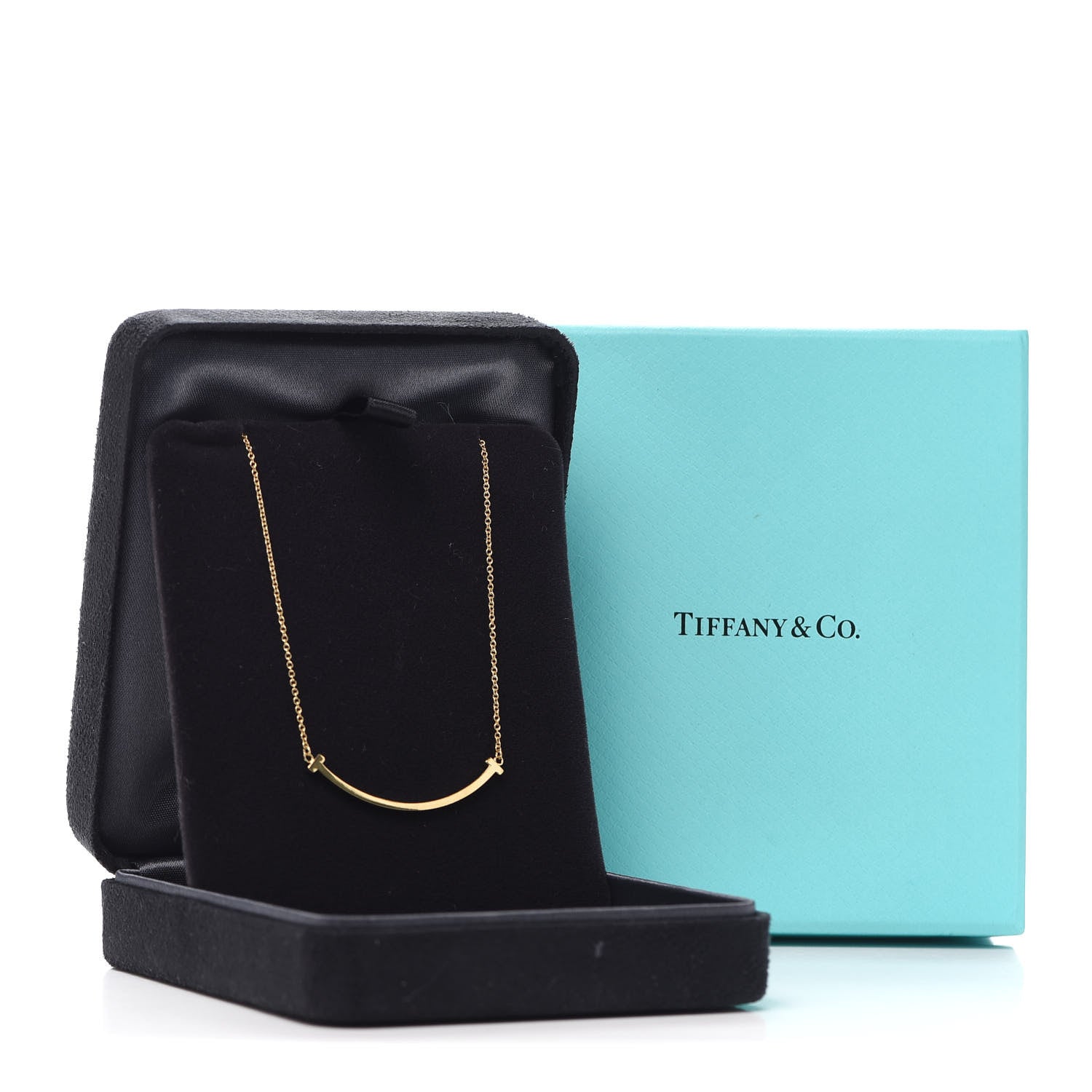 Tiffany 18K Yellow Gold Small T Smile Pendant Necklace 5 of 5