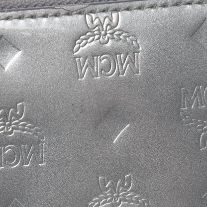 MCM Metallic Monogram Patent Large Zip Around Wallet Silver 7 of 10