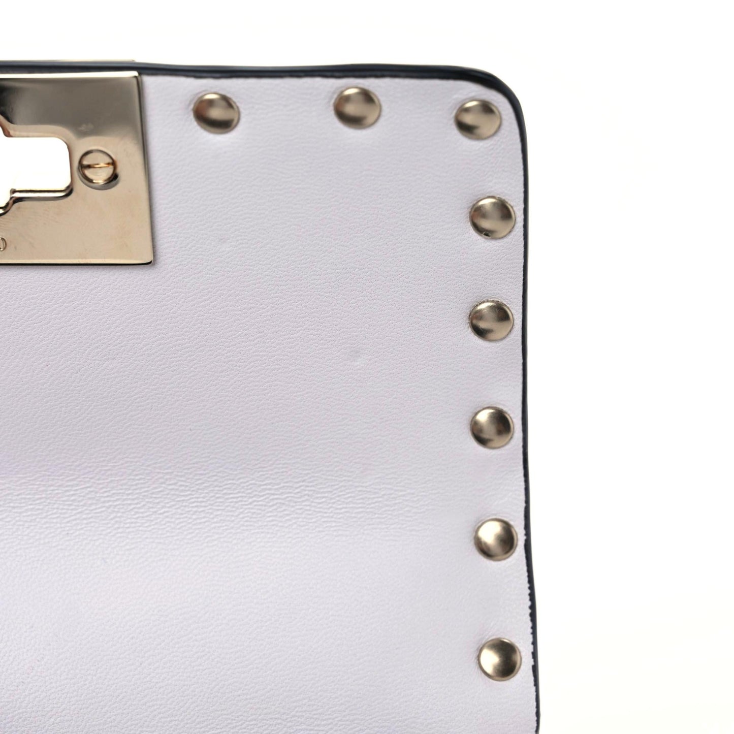 Nappa Micro Rockstud Spike Shoulder Bag White
