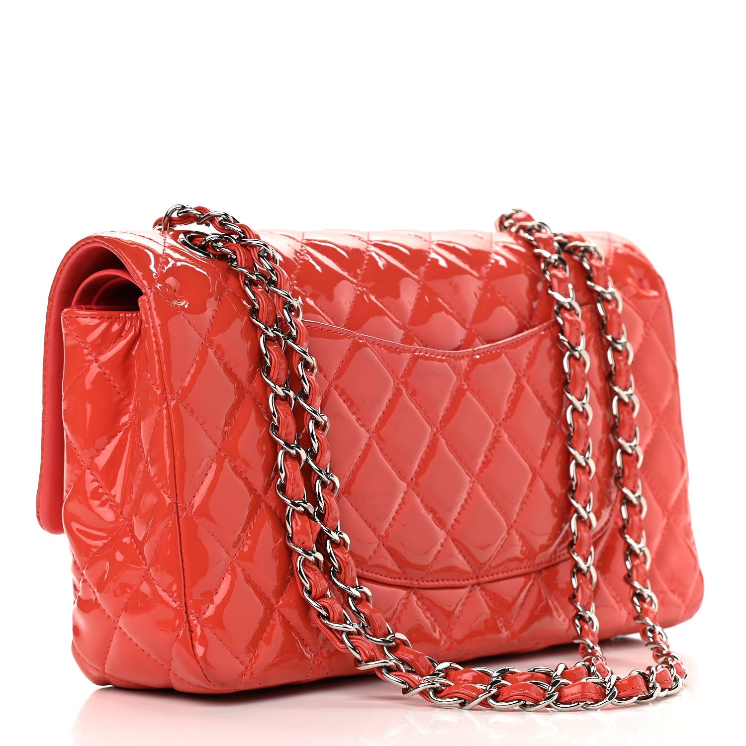 Chanel Patent Calfskin Quilted Medium Double Flap Red 3 of 14