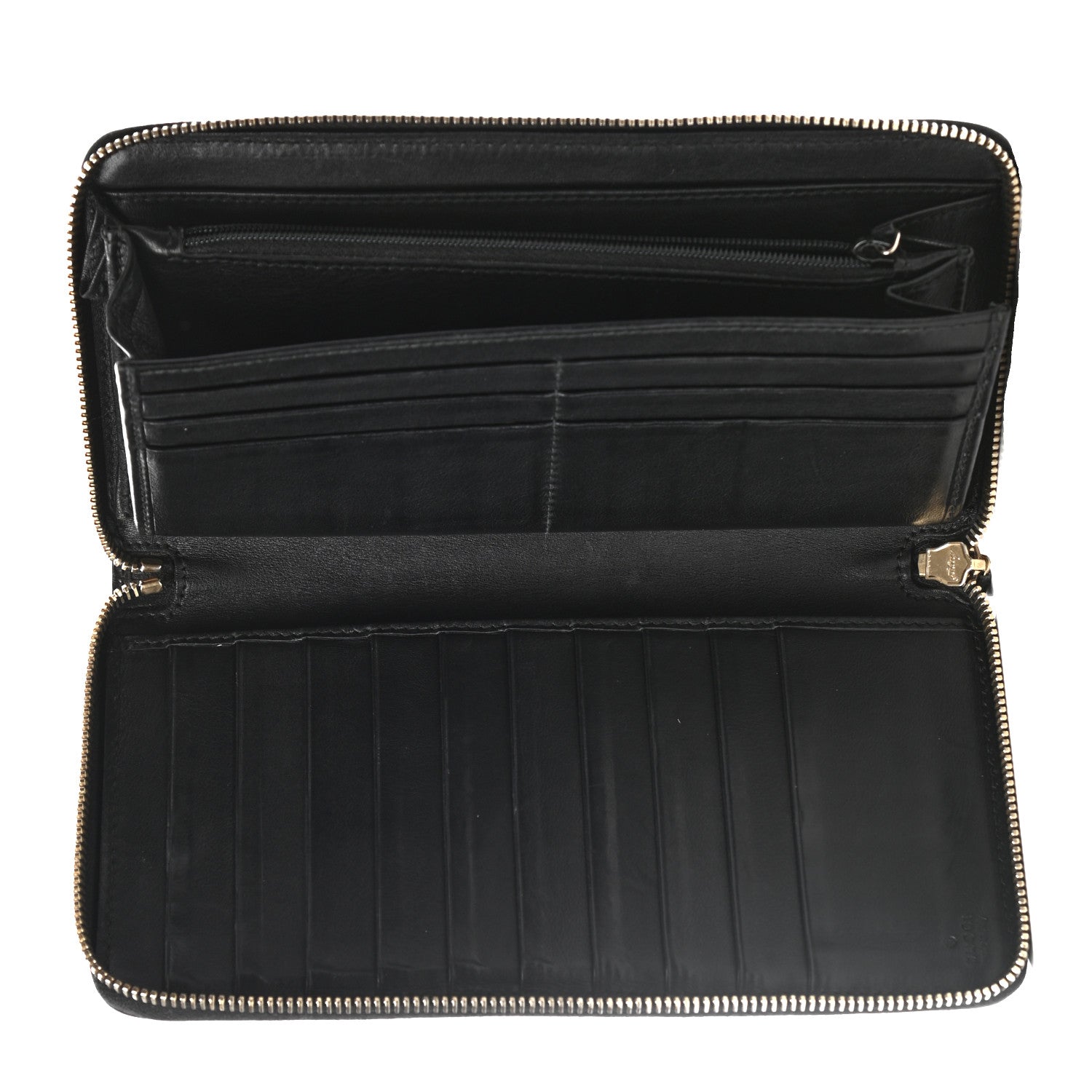 Gucci Guccissima Metal Bar Zip Around Organizer Wallet Black 5 of 7
