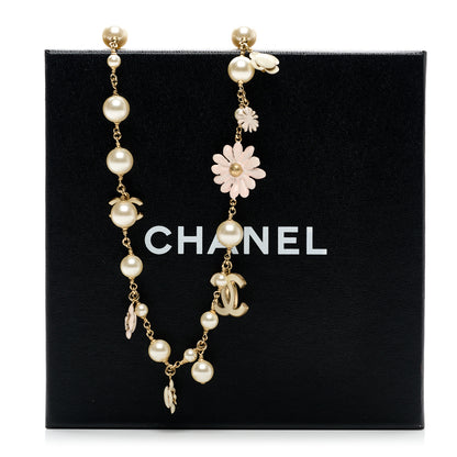 Chanel Pearl Enamel CC Camellia Necklace White Gold 6 of 6
