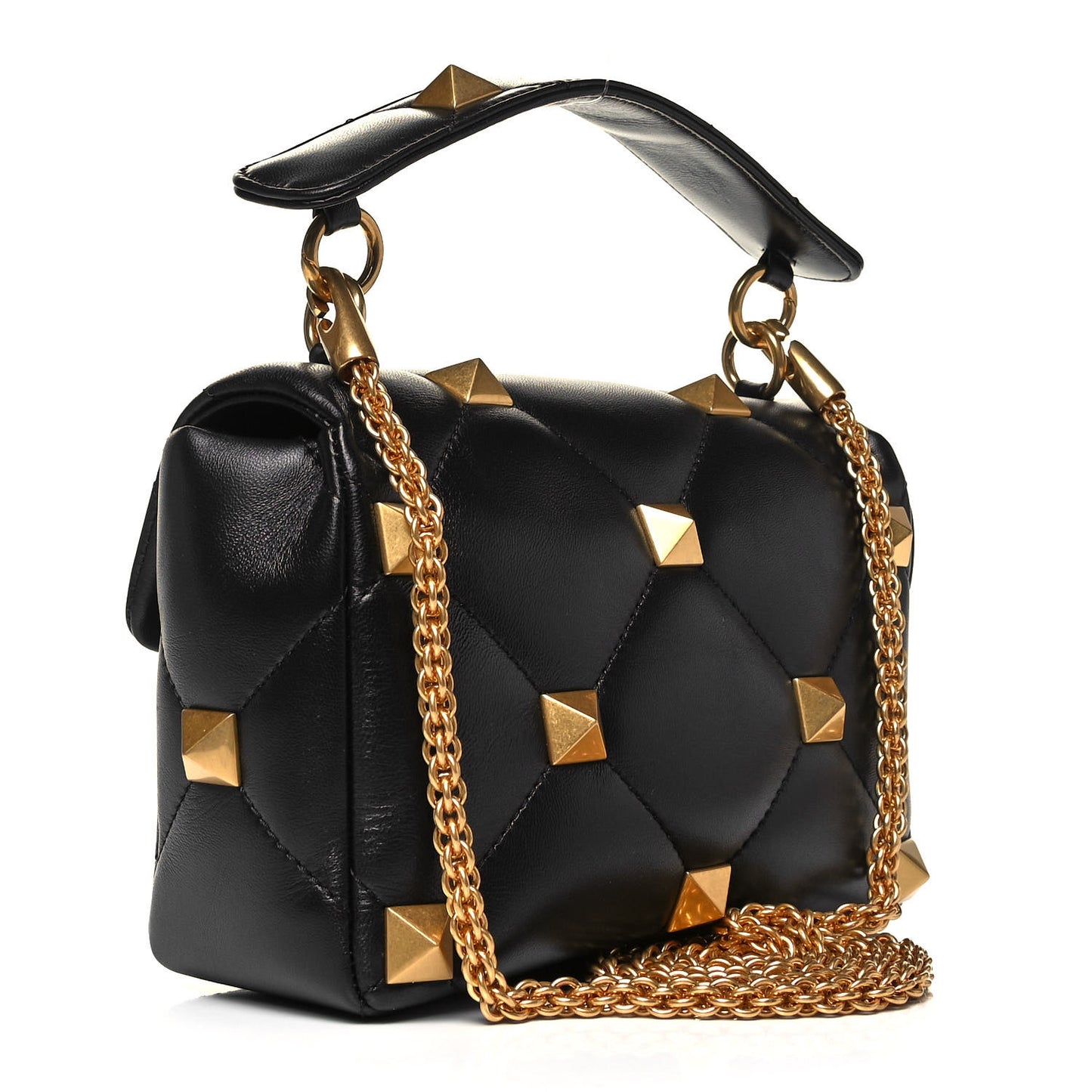 Nappa Medium Roman Stud Shoulder Bag Black
