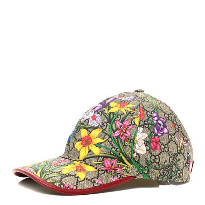 Gucci GG Supreme Monogram Flora Baseball Hat 56 S Red 1 of 6