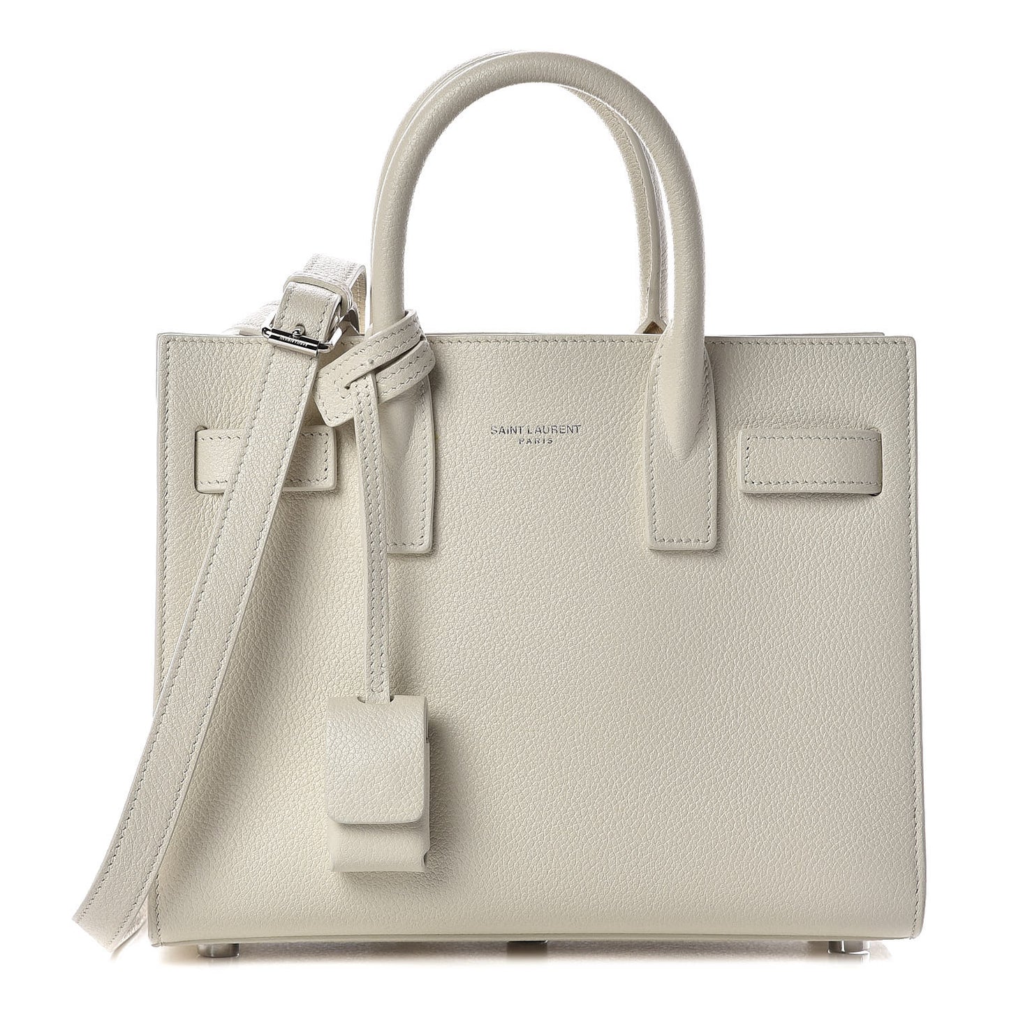 Grained Calfskin Nano Sac de Jour Dove White