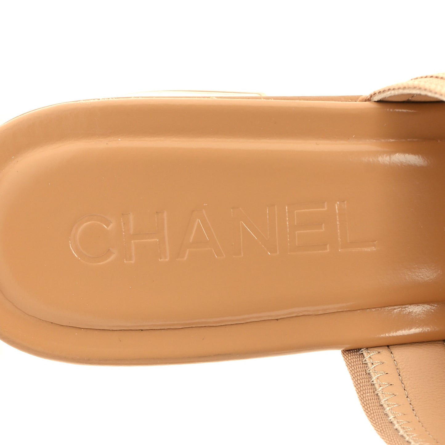 Fabric Metal CC Logo Mules 39.5 Beige