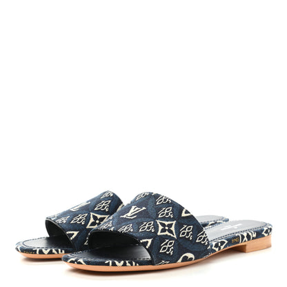 Louis Vuitton Jacquard Since 1854 Lock It Flat Mule 36.5 Blue 3 of 9