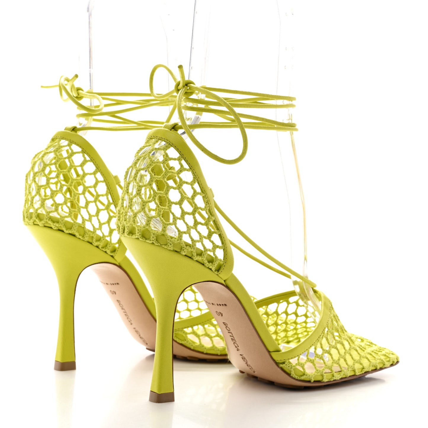 Mesh Nappa Stretch Ankle Tie Sandals 40 Kiwi