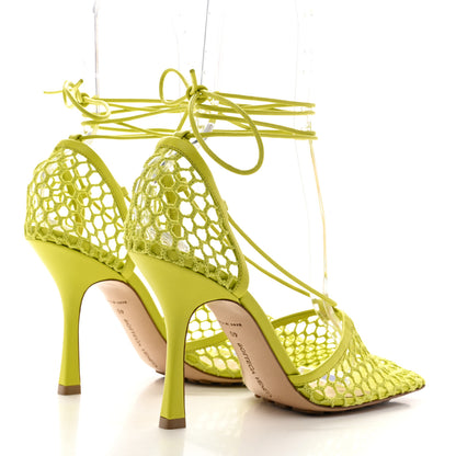 Bottega Veneta Mesh Nappa Stretch Ankle Tie Sandals 40 Kiwi 5 of 9