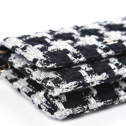 Chanel Tweed Quilted Wallet On Chain WOC Black Ecru White 9 of 11