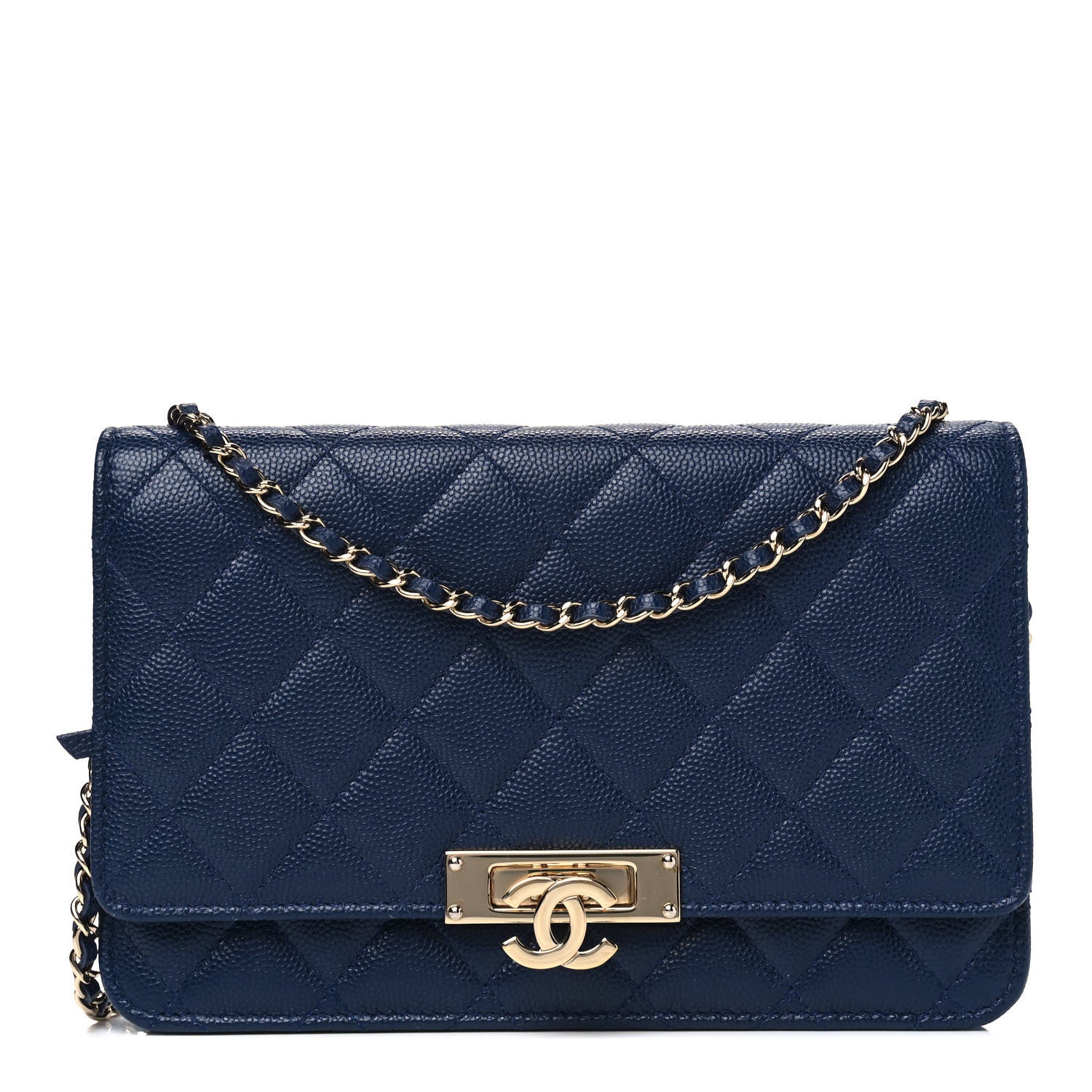 Chanel Iridescent Caviar Quilted Golden Class Wallet On Chain WOC Navy 1 of 4
