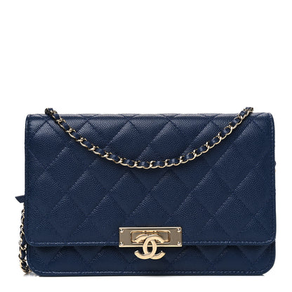 Chanel Iridescent Caviar Quilted Golden Class Wallet On Chain WOC Navy 1 of 4