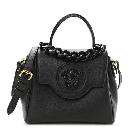 Versace Grained Calfskin Small La Medusa Top Handle Bag Black Lilac 1 of 9