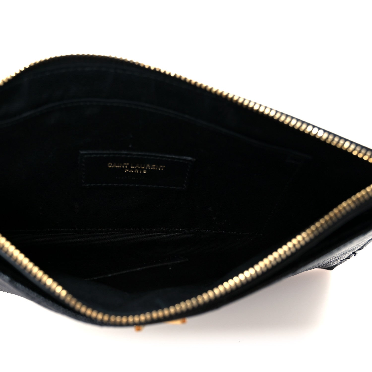 Saint Laurent Grain De Poudre Chevron Monogram Large Bill Pouch Black 9 of 18