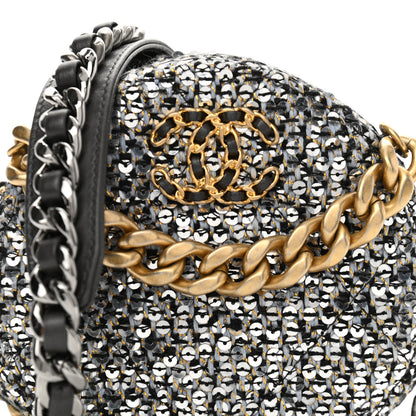 Chanel Sequin Chanel 19 Round Clutch With Chain Silver Black 10 of 10