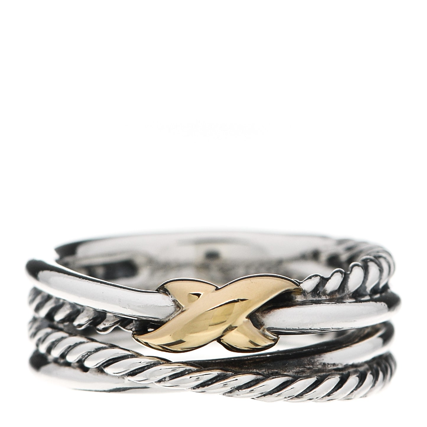 Sterling Silver 18K Yellow Gold 6mm X Crossover Ring 47 4.25