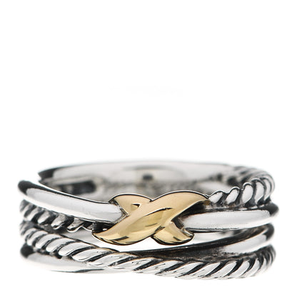 David Yurman Sterling Silver 18K Yellow Gold 6mm X Crossover Ring 47 4.25 1 of 4