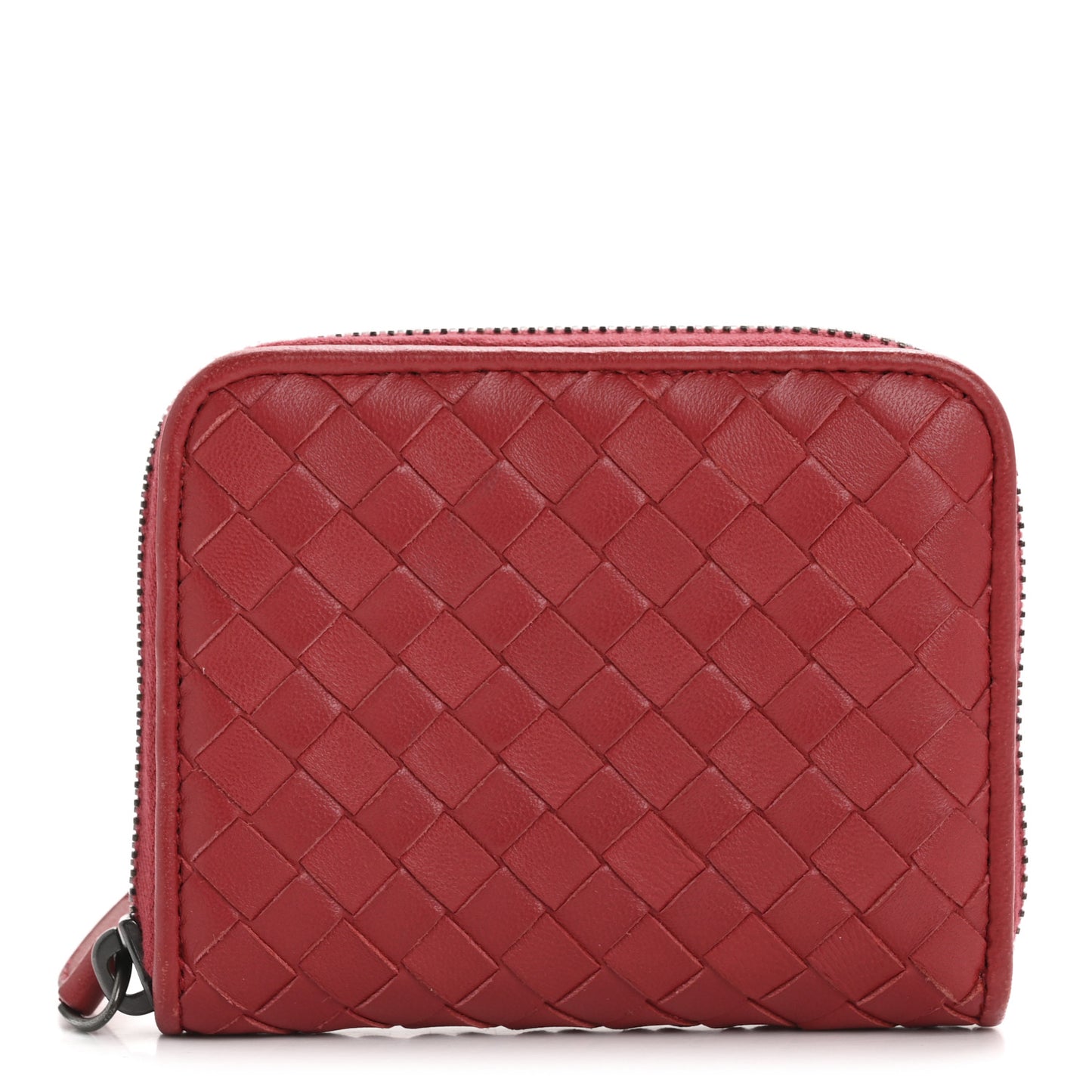Nappa Intrecciato Zip Around Coin Purse Red