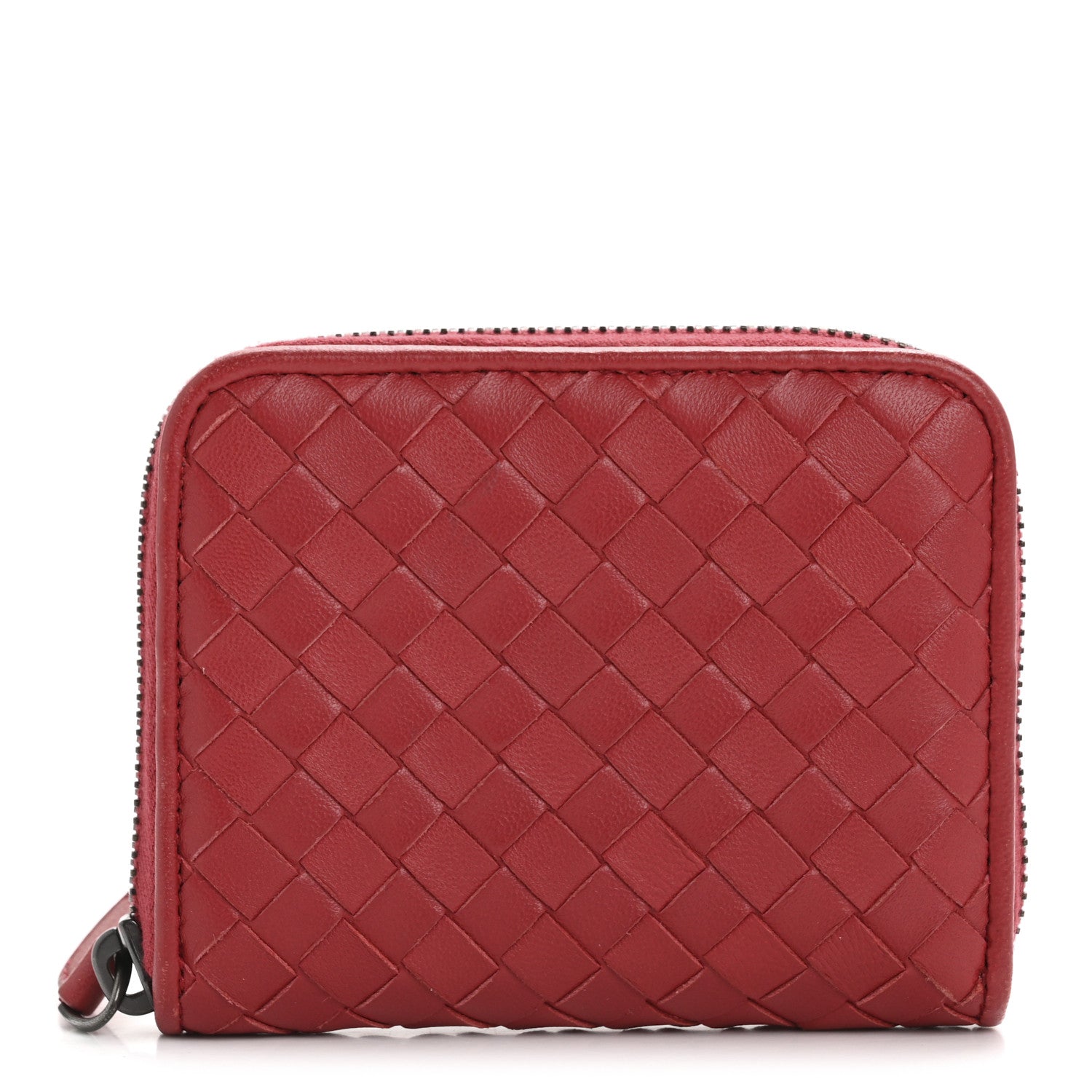 Bottega Veneta Nappa Intrecciato Zip Around Coin Purse Red 1 of 10
