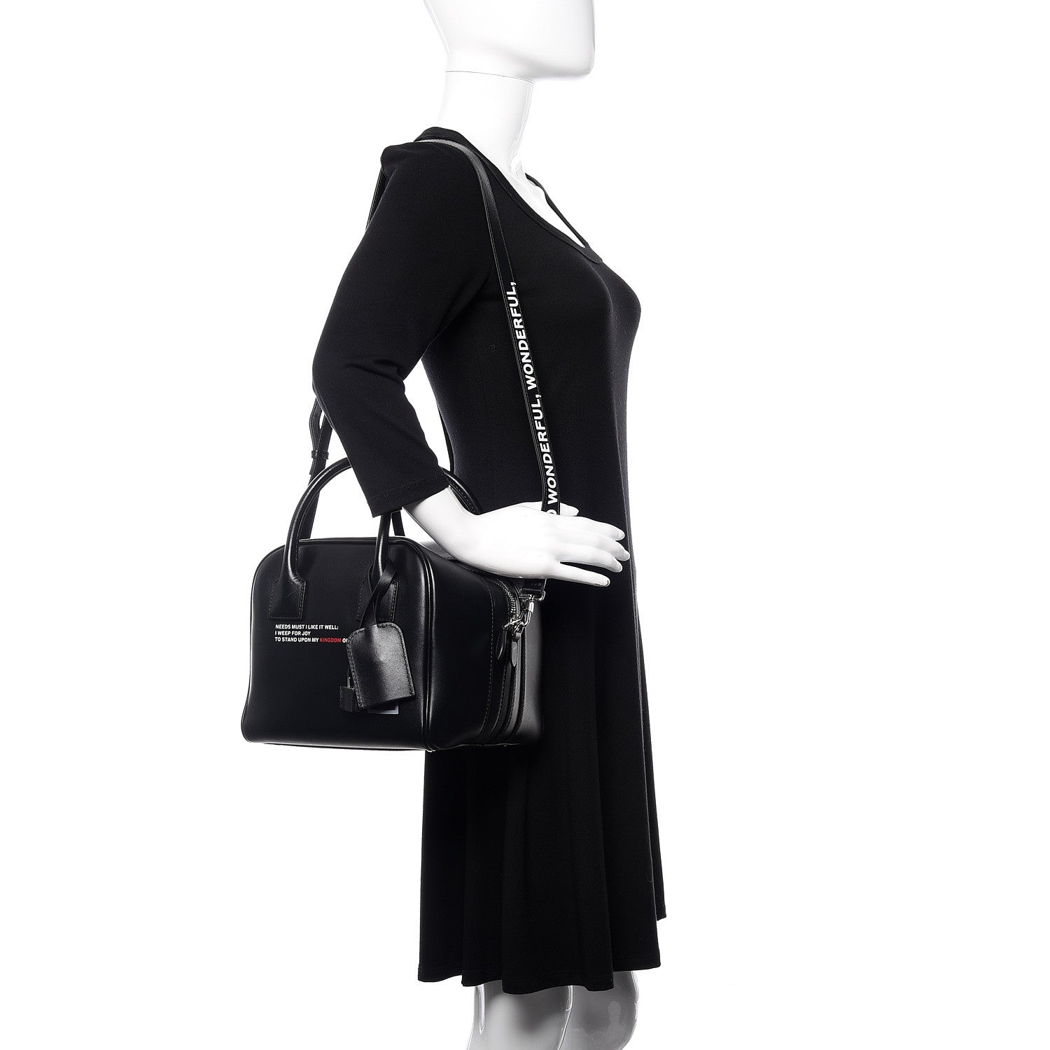 Burberry Smooth Calfskin Montage Print Small Cube Bowling Bag Black 2 of 12
