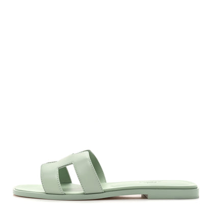 Hermes Calfskin Oran Sandals 38 Vert D'eau 1 of 10