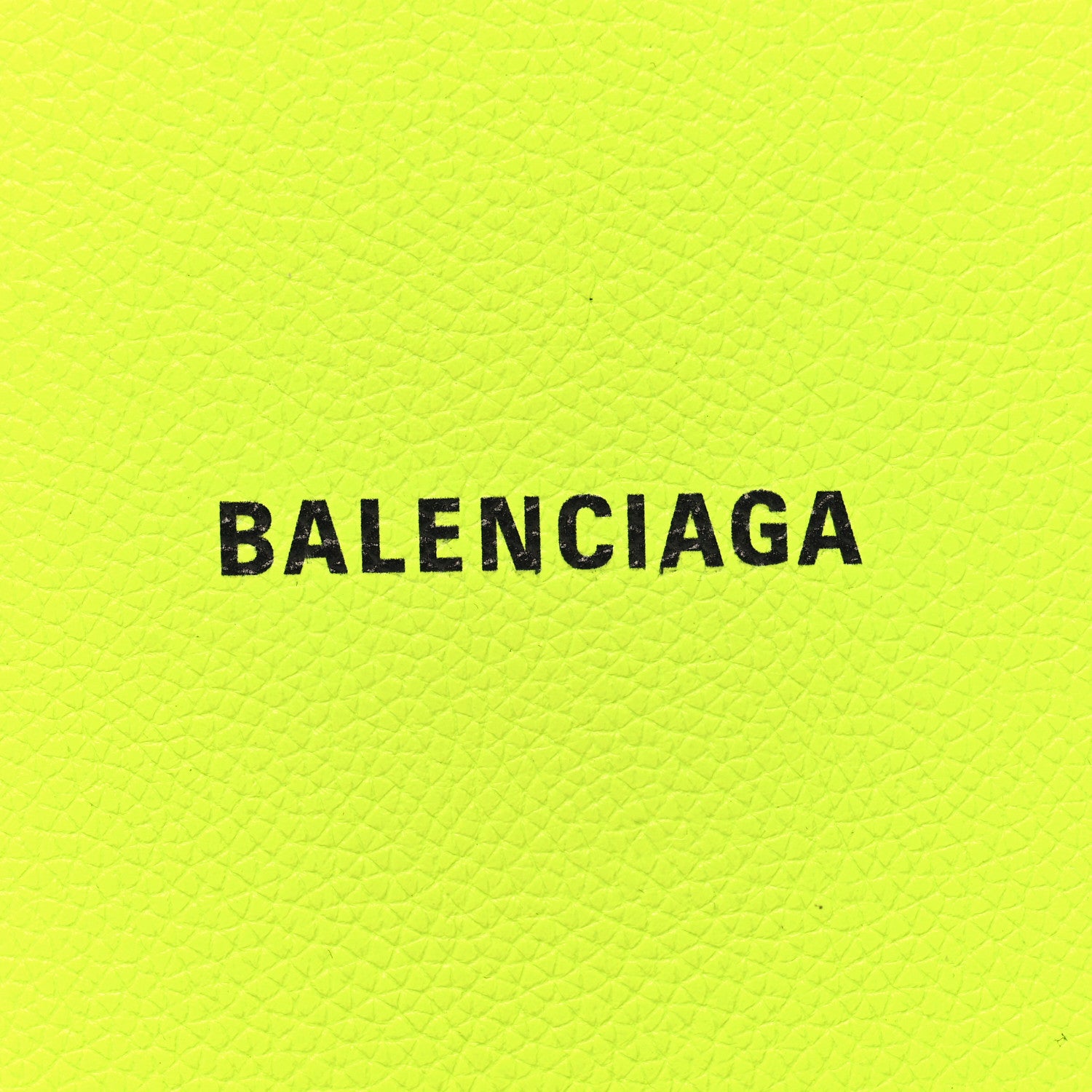 Balenciaga Grained Calfskin Logo Cash Square Bi-Fold Wallet Fluo Yellow Black 7 of 8