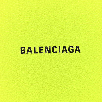 Balenciaga Grained Calfskin Logo Cash Square Bi-Fold Wallet Fluo Yellow Black 7 of 8