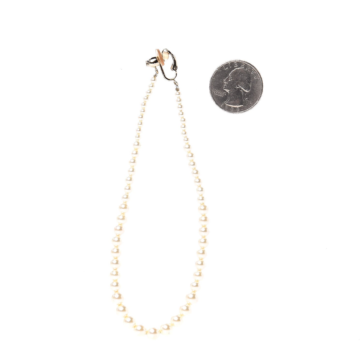 Chanel Pearl CC Drop Clip On Earrings Gold 2 of 5