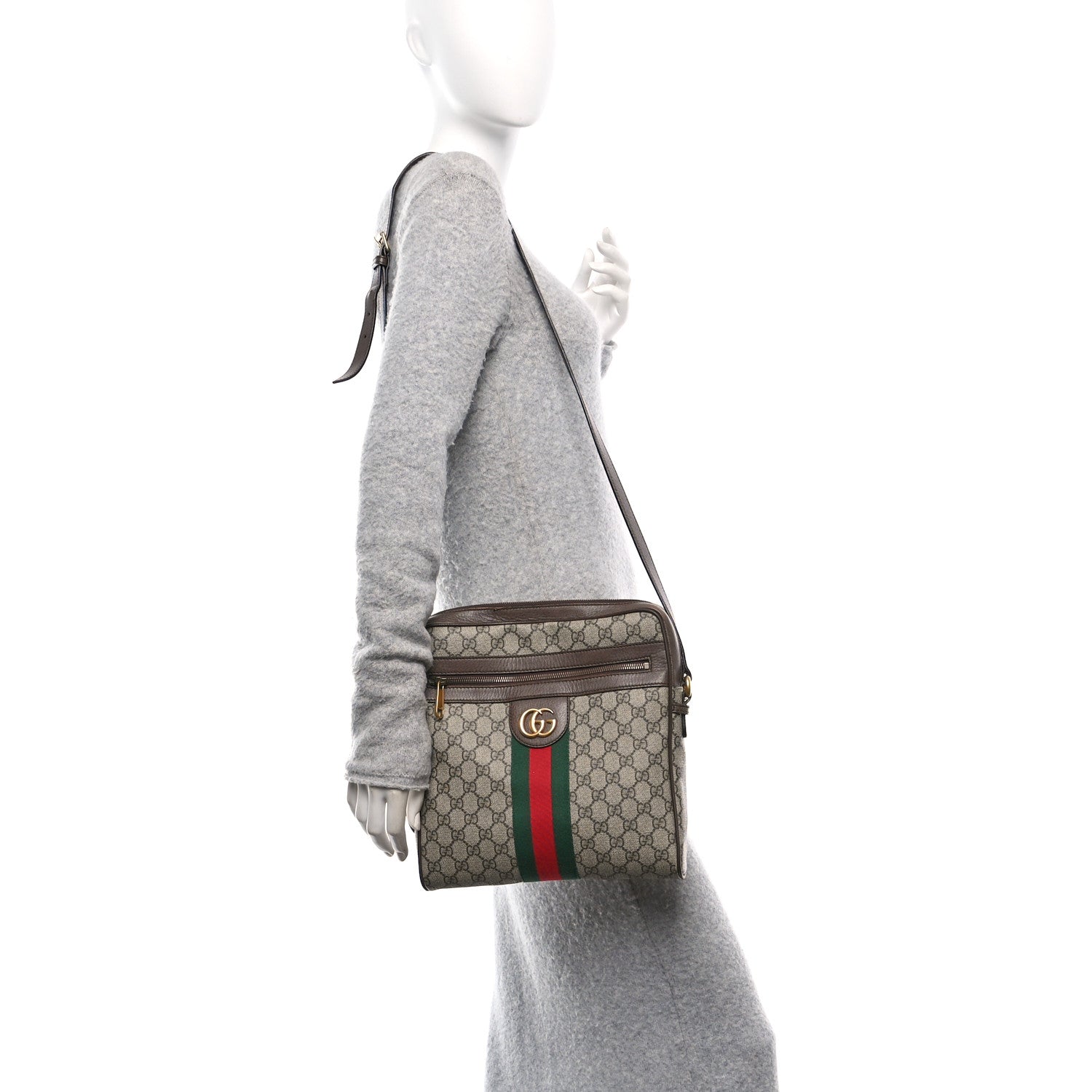 Gucci GG Supreme Monogram Web Medium Ophidia Messenger Bag Brown 2 of 12