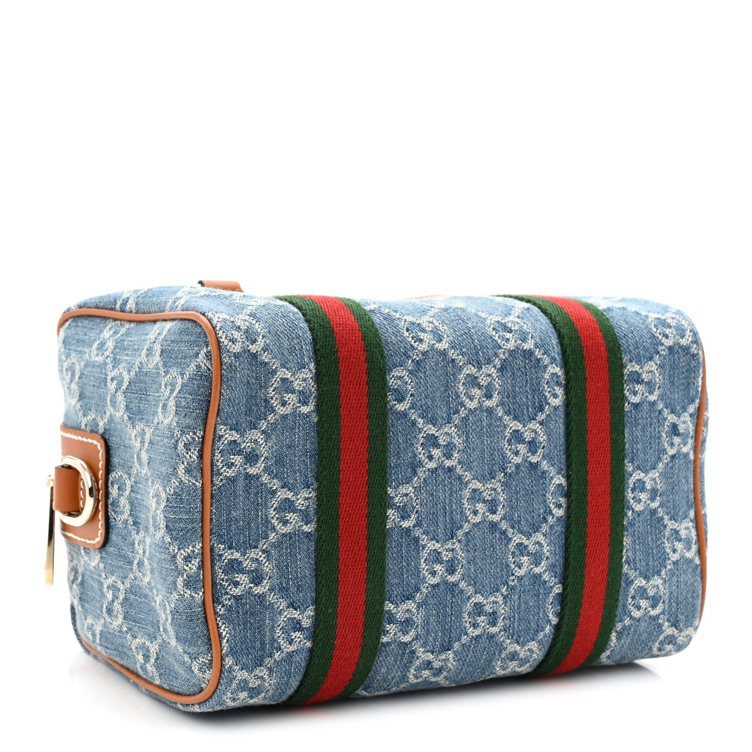 Gucci GG Denim Calfskin Web Mini GG Top Handle Bag Light Blue White 4 of 9