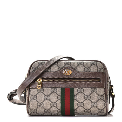 Gucci GG Supreme Monogram Web Mini Ophidia Shoulder Bag Brown 1 of 6