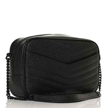 Saint Laurent Grain De Poudre Matelasse Monogram Mini Lou Camera Bag Black 3 of 12