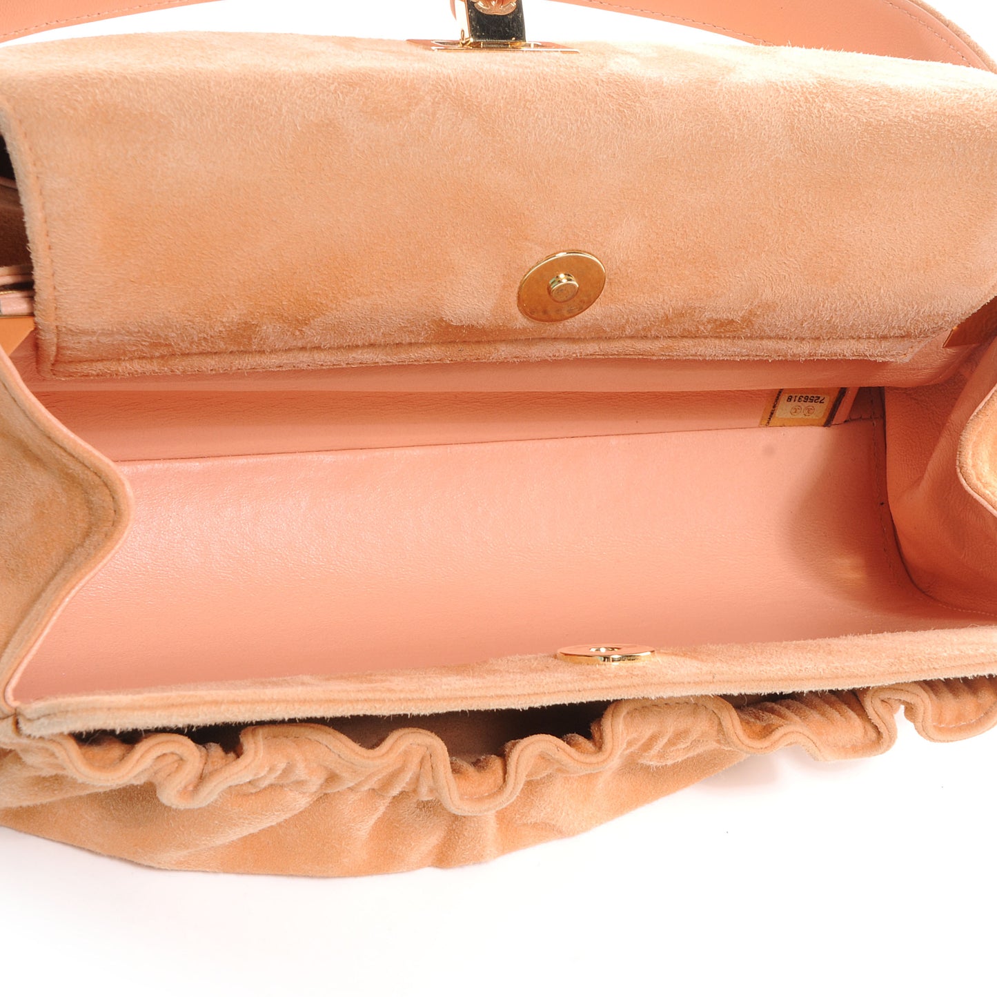 Suede Top Handle Flap Satchel Peach