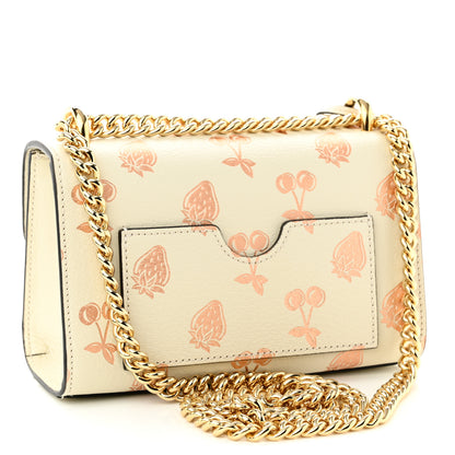 Gucci Textured Dollar Calfskin Berry Print Small Padlock Shoulder Bag Mystic White Light Copper 3 of 10