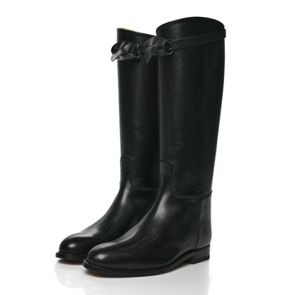 Hermes Box Kelly Jumping Boots 38 Black 3 of 9