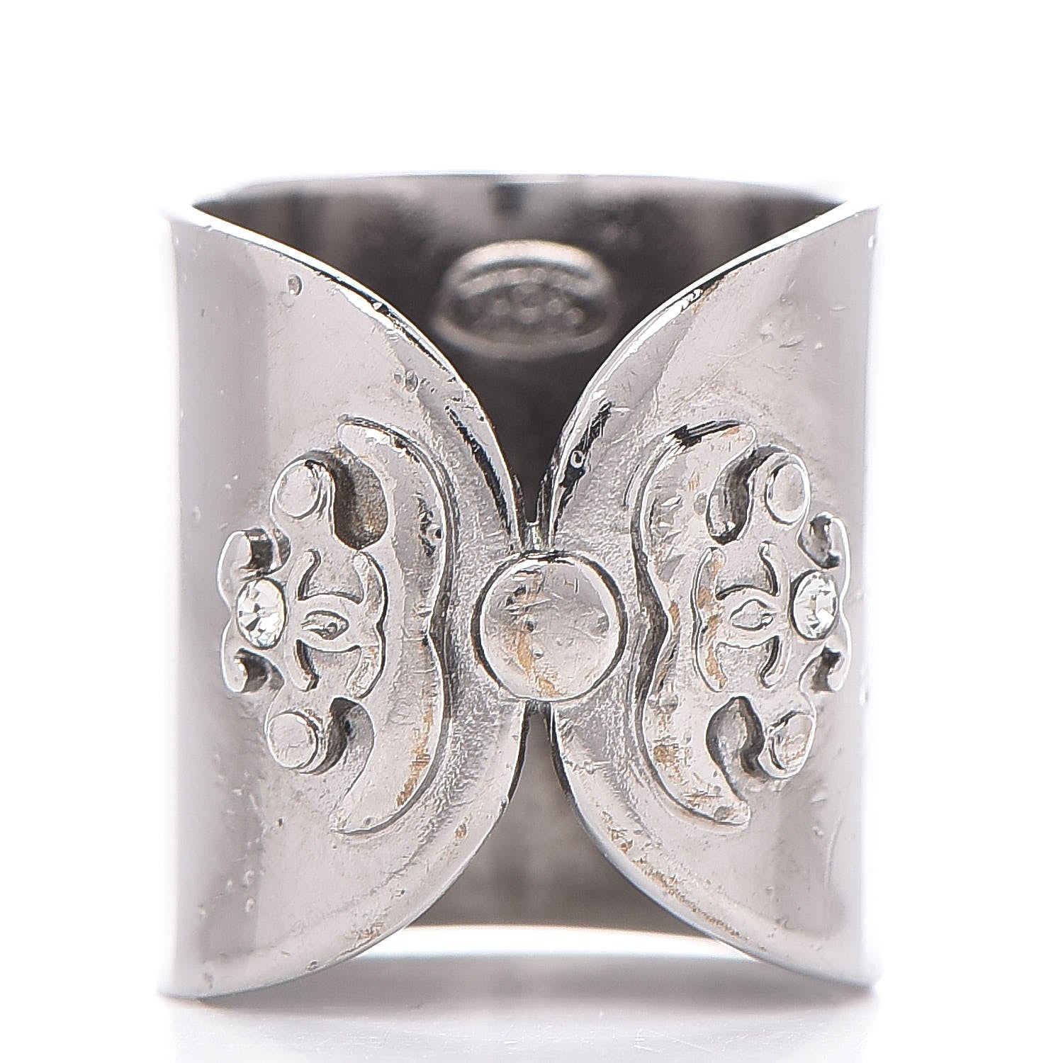 Chanel Ruthenium Crystal CC Ring 7.5 4 of 5