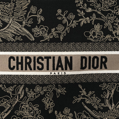 Christian Dior Canvas Embroidered Large Ornamental Cornely Book Tote Black Beige 9 of 13