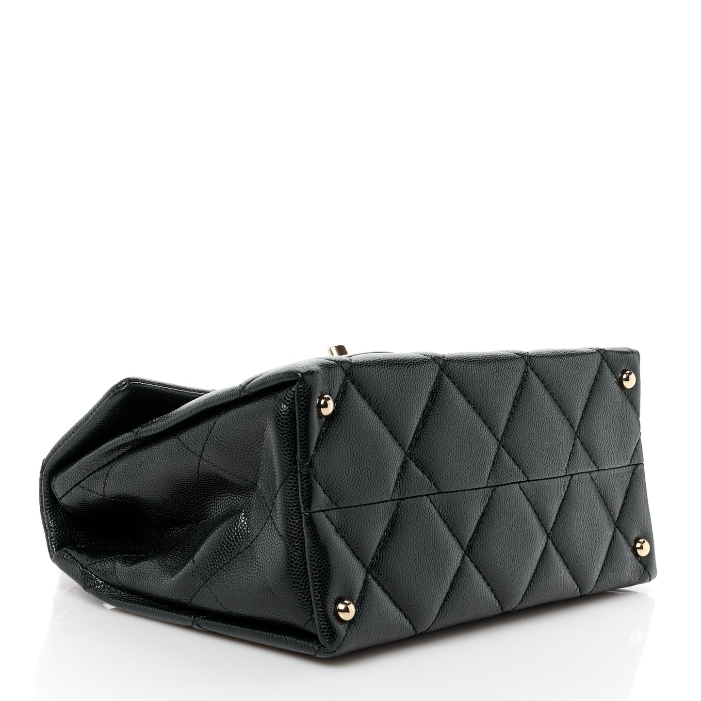 Caviar Quilted Mini Retro Twist Top Handle Flap Black