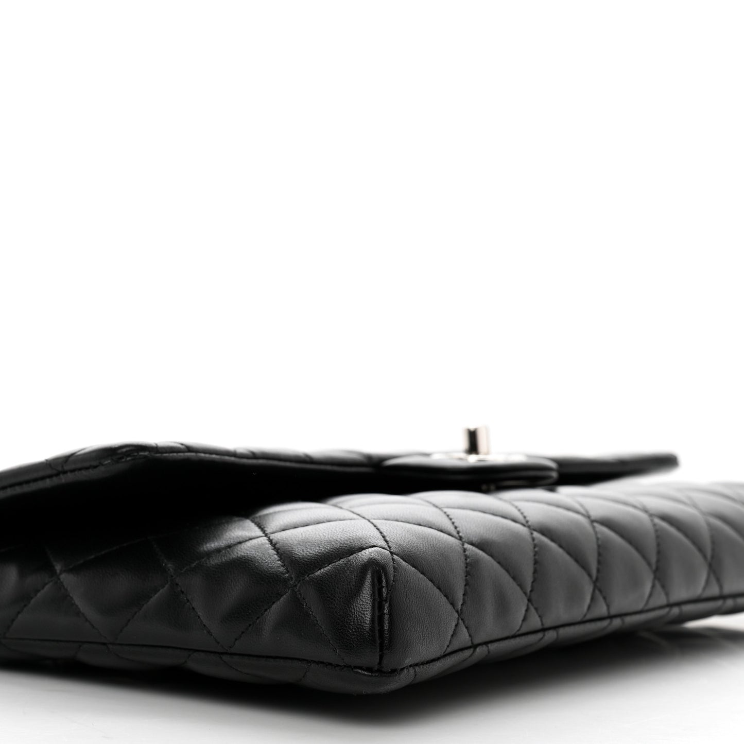 Lambskin Quilted Flap Clutch Black